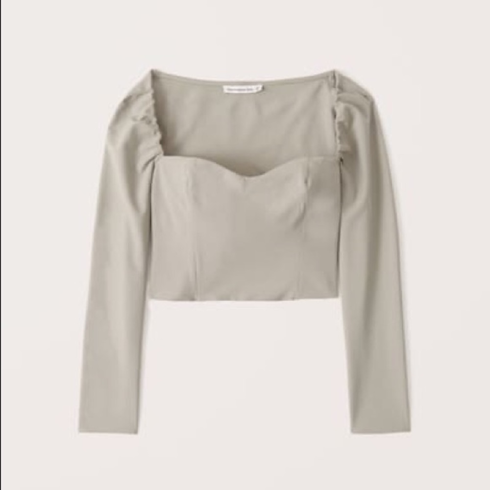 Cropped Long-Sleeve Portrait Neck Top